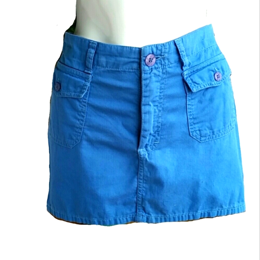 Unlimited Jeans Blue Cargo Utility Skirt Size 6 Made In Brazil